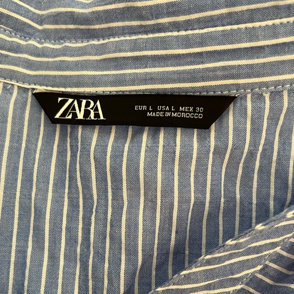 NWOT Zara Striped Linen Tunic Sz L - Picture 2 of 3